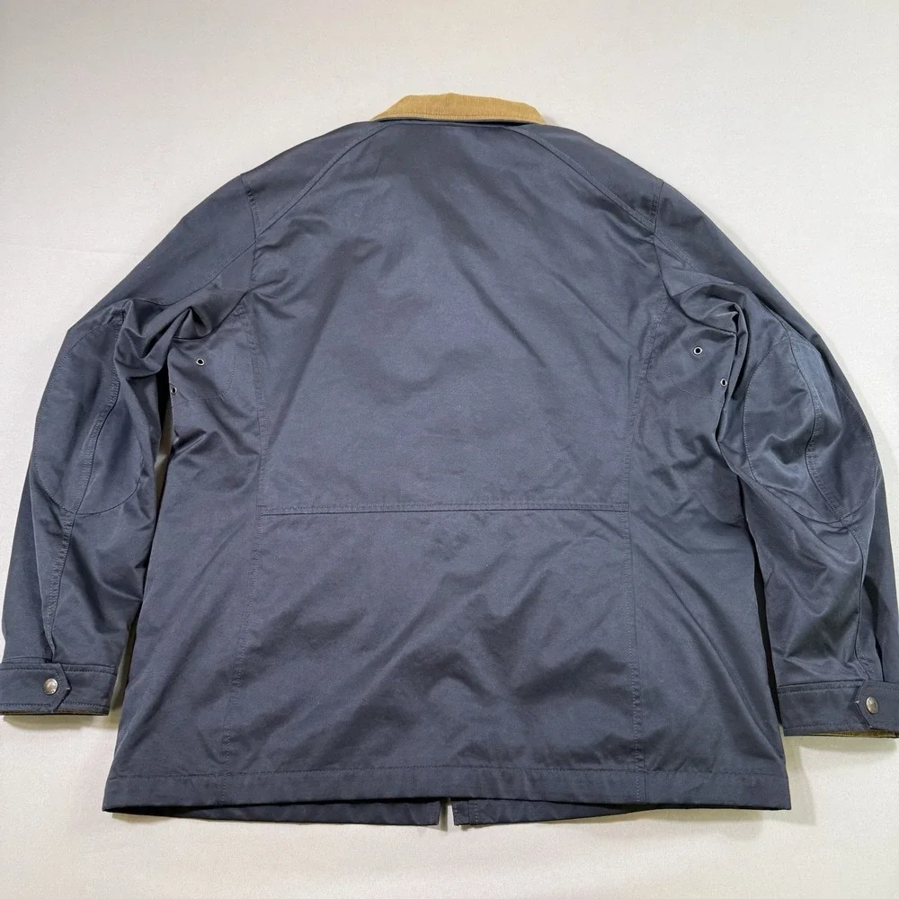 Banana Republic Jacket Mens XL Navy Hooded Utility Field Coat Corduroy Trim EUC
